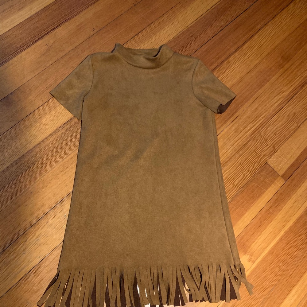 Girls Faux suede brown dress